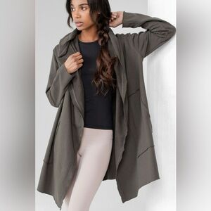 Green-Brown Hooded Sweater Jacket